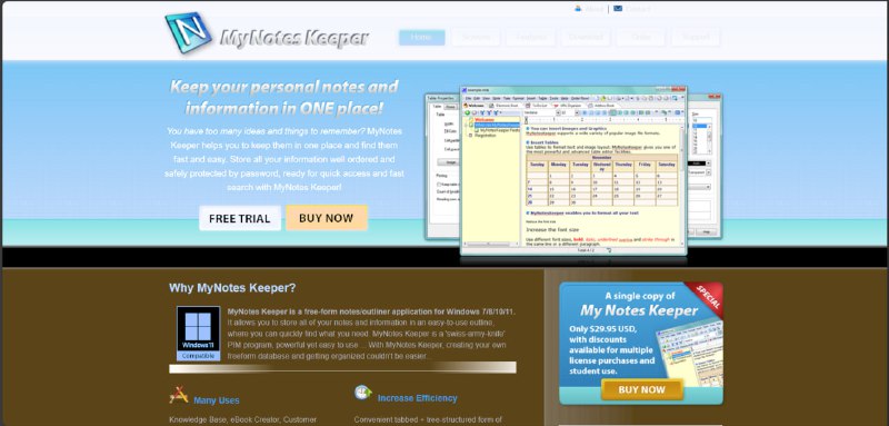 MyNotes KeeperWindows平台原生大纲笔记软件，强大流畅，提供免费版本