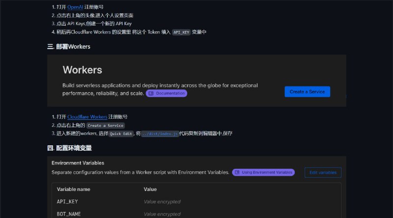 ChatGPT-Telegram-Workers   #Telegram  #ChatGPT #bot轻松在 Cloudflare Workers 上部署您自己的 Telegram ChatGPT 机器人，有详细的视频和图文教程，搭建过程也不复杂，小白也能上手