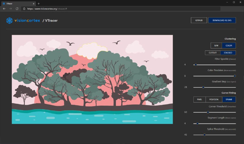 VTracer：是一个将图片（如jpg和png）转换为svg的在线开源工具