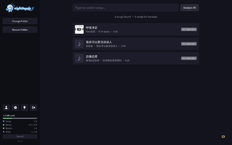 Nightingale 夜莺：开源 AI 驱动卡拉 OK 工具，将任意本地音乐秒变 K 歌房标签：#AI #K歌 #卡拉OK链接：点击获取频道  群聊  投稿  中文
